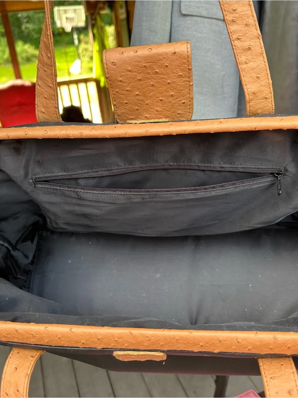 Black and Tan Two-Tone Leather Tote Bag